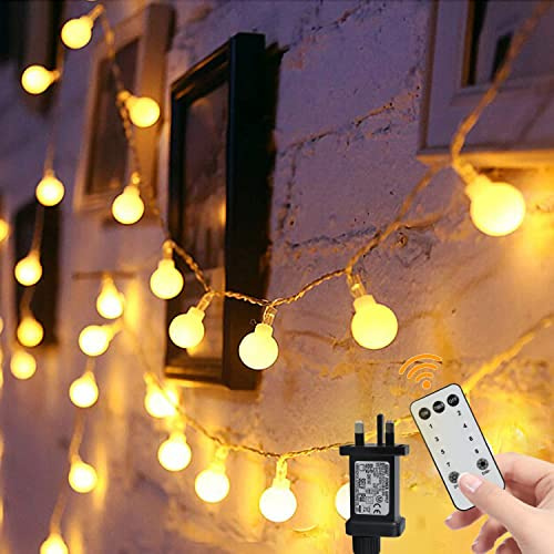 TOFU Globe String Lights Mains Powered, 15M/49ft 100 LED Fairy Lights Plug in, 8 Modes Waterproof Christmas Lights Indoor & Outdoor Decoration for Garden, Patio, Gazebo, Bedroom, Party, Wedding