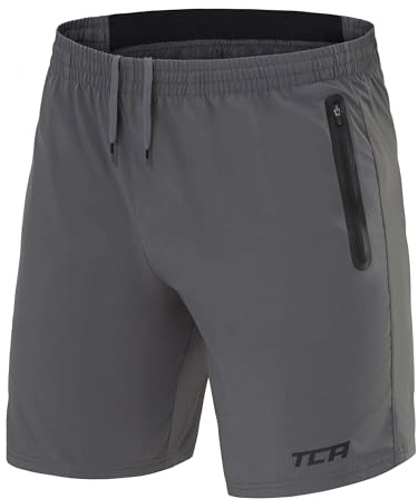 TCA Elite Tech lätta träningsshorts för löpning eller gym med dragkedja, Asfalt, 3XL
