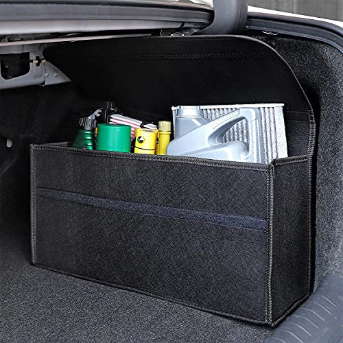 Vinsani Car Boot Organiser Bag Anti Slip Foldable for Boot Storage Case Tool Bag Carpet Solution Interior Declutter Tidy Bag Organiser Tools - Suitable for All Vehicles - Black Large