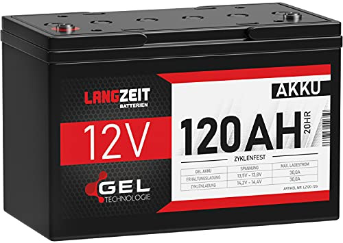 LANGZEIT Blei-Akku 12V 120Ah GEL Akku Batterie Solarbatterie Wohnmobil