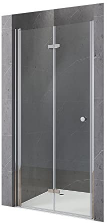 Duschfalttür 90 cm breit Dusche Falttür Duschtür faltbar Duschabtrennung für Duschtasse Nischentür Glas rahmenlose Duschkabine Sicherheitsglas Echtglas 5 mm Verstellbereich 88,5-90,5 cm Höhe 187 cm