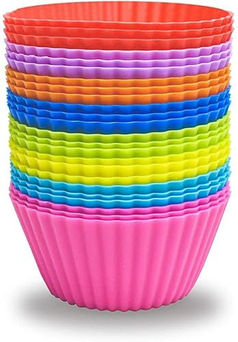 Comforty 24 Stück Muffinförmchen Silikon, 8 Farben Mini cupcake förmchen, Wiederverwendbare Muffinformen aus hochwertigem Silikonformen, Silikon muffinförmchen bpa frei für Muffins und Cupcakes
