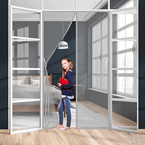 Zanzariera Magnetica Per Porta 150 x 240 cm Automaticamente Sigilla Traspirante Tenda Zanzariere a Calamita Nessuna Perforazione Porte Scorrevoli Garage Finestra - Grigio A