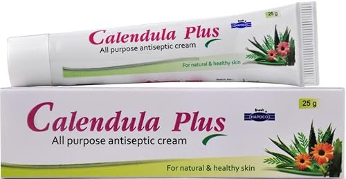 Hahnemann Calendula Plus All Purpose Antiseptic Cream - 25gm- for Minor Burn & cuts, Scratches, Insect Bites, Cracked Lips, Sore Lips, chapped Skin, Cracked Heals