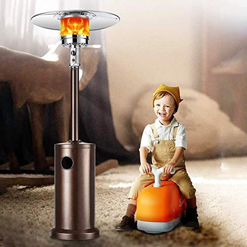 Chauffage de terrasse 47 000 BTU, chauffage sur pied au gaz propane, hauteur réglable, chauffage de terrasse au sol en acier inoxydable pour jardin extérieur commercial, gaz liquéfié little surprise