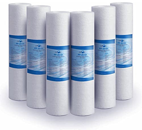 Swan Filtre à sédiments 10 pouces 25 microns Ultrafiltration. Élimine le sable, la boue, les particules de rouille et les impuretés suspendues. 6 pièces