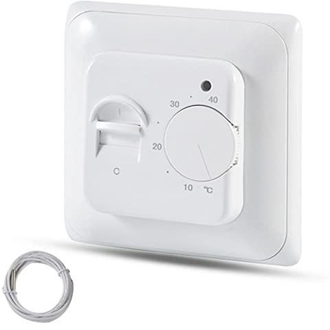 Elektrischer Fußbodenheizungsthermostat-Kontrollschalter + Bodensensor, weiß, 16 A mechanischer Temperaturregler für Raumtemperatur