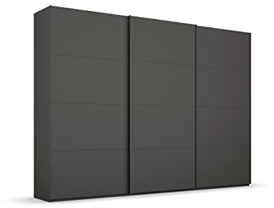 Rauch Möbel Beluga Skjutdörrsskåp, garderob, grafit, 3 dörrar, inklusive 3 klädstänger, 3 hyllor, B x D 270 x 236 x 69 cm