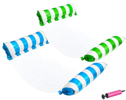 2 Stück Aufblasbare Wasserhängematte, Luftmatratze Pool, 4 in1 Aufblasbare Hängematte Pool, Aufblasbares Wasser Hängematte, Aufblasbar Hängematte für Erwachsene und Kinder