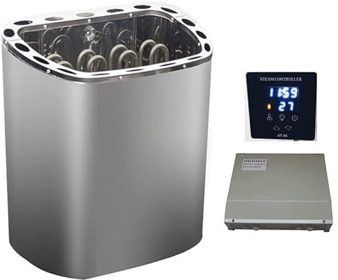 HLGKBY Stainless Steel Sauna Stove Heater, Dry Steam Sauna Stove, 6KW Electric Sauna Heater with Internal Controller and Timer for Home Hotel Sauna Room Spa Bathroom, Wall-mount design