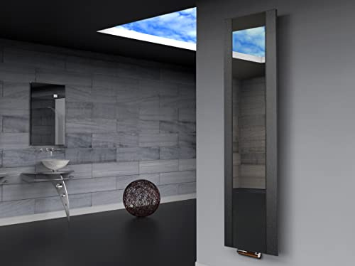 Badheizkörper Design Singapur 3, HxB: 180 x 47 cm, 1118 Watt, moonstone-grau/Spiegel MADE IN GERMANY Szagato Handtuchheizung Handtuchwärmer Design Heizkörper mit Spiegel Spiegelheizkörper