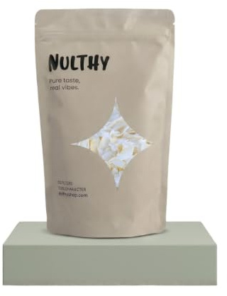 NULTHY Chips de Coco Deshidratado BIO, 500g | BIO, 100% Natural, Sin Azúcar Añadido, Alto en Fibra, Snack Crujiente