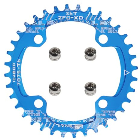 yongness Fahrradkettenblatt 104 BCD 32T 34T 36T 38T schmales breites Einzelkettenblatt, Ritzel geeignet für Rennräder, Mountainbikes, BMX-Kettenblätter (36T, Aluminium Blau)