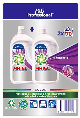 Ariel Professional Flüssigwaschmittel Waschmittel Colorwaschmittel, 70 Waschladungen, 3.5l, Hervorragende Fleckenentfernung und Reinigung schon ab dem ersten Waschgang