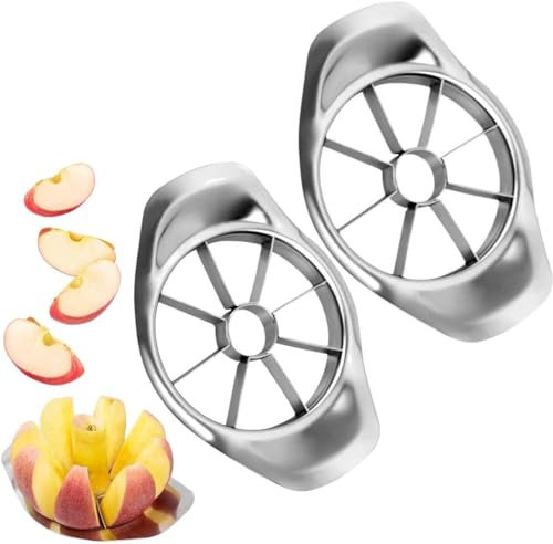 Stainless Steel Apple Slicer Fruit Cutter with 8 Blades 3 in 1 Apple Corer Peeler Fruit Slicer Divider Sharp Apple Cutter Corer Remover Wedger Easy Grip Handle Kitchen Tools (2PCS)