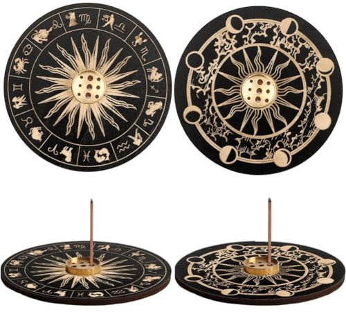 Soporte de Incienso de Madera 2pcs Porta Incenso de 9 Orificios Incienso Madera Soporte de Varilla Quemador Ideal para Meditación de Yoga y Decoración del Hogar