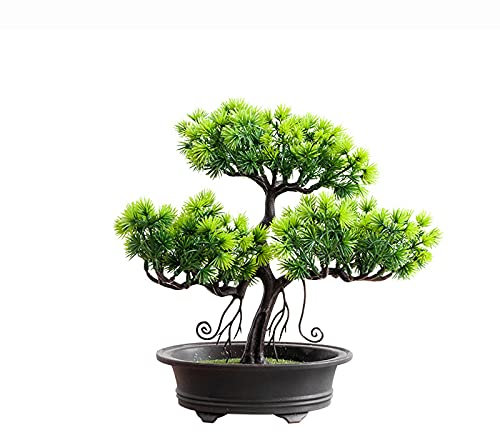 Künstlicher Bonsai-Baum Künstlicher Bonsai-Baum – künstliche Pflanzendekoration, künstliche Zimmerpflanzen im Topf, for die Präsentation auf dem Schreibtisch, Zen-Gartendekoration – 24,9 x 24,9 cm Bon