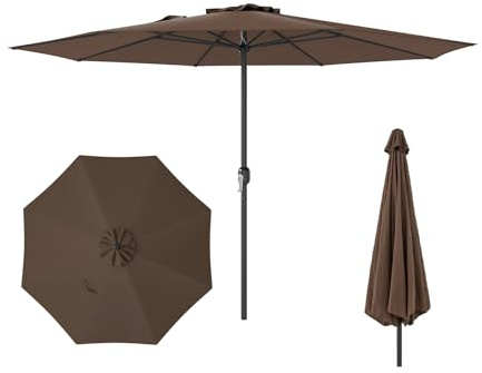 RELAX4LIFE Ombrellone da Giardino 290 cm, Ombrellone Parasole da Esterno, Inclinazione Regolabile, Tettuccio Ventilato, Sistema a Manovella, Ideale per Cortile Piscina Giardino (Marrone, 290cm)