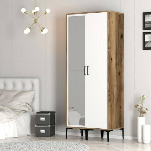 Dmora Kleiderschrank 2 Türen Alhena 80x201,4cm Braun Garderobe