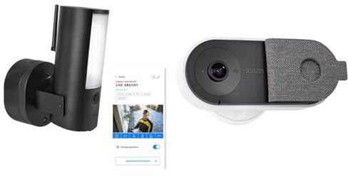 ABUS WLAN Licht Außen-Kamera (PPIC46520) & PPIC31020 WLAN Privacy Innen-Kamera mit Privatsphäre-Modus, 180-Grad Blickwinkel und Bewegungserkennung - Sterung per App - 91237