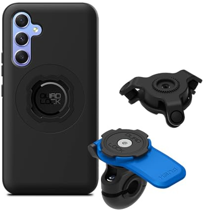 QUAD LOCK Spiegel Handyhalterung für Motorrad mit Vibrationsdämpfer und MAG Hülle für Galaxy A54