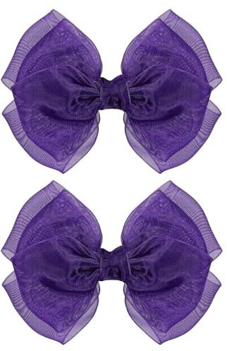 Fermagli per capelli in rete viola scuro da 10,2 cm, con nastro in organza, forcine per capelli a coccodrillo, per ragazze, autunno, compleanno, matrimonio, festa, vestito, accessorio decorativo per