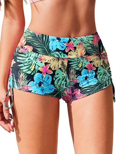 AI'MAGE Pantaloncini da Bagno da Donna Stampa Floreale con Controllo della Pancia Costume da Bagno ad Asciugatura Rapida Pantaloncini da Bagno a Vita Alta con Tasche M