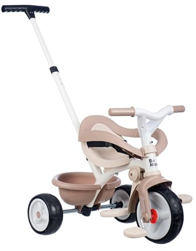 Smoby - Tricycle Be Move Confort Beige - Evolutif 3 en 1 - Ceinture et Arceau de Sécurité - Poignée Parentale Réglable sur 3 Niveaux - A Partir de 10 Mois Jusqu'à 3 Ans - Fabrication Espagnole