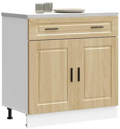 IKAYAA Armario Bajo para Fregadero Porto, Mueble Fregadero Cocina, sin encimera, 80 x 46 x 81.5 cm, Roble Sonoma