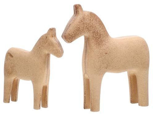 Alipis 2stücke Holzpferd Figur Dekoration Von Künstlerisches Design Exquisit Für Büro Und Zuhause Tierdekor Aus Holz