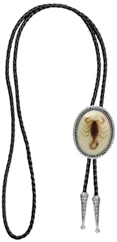 UBBVPKY Western Cowboy Krawatte Bolo Krawatte Für Männer Und Frauen, Skorpion Anhänger Indianer Geflochtenes Lederseil Bolo Krawatte String, Unisex Hip-Hop Cowboy Krawatte