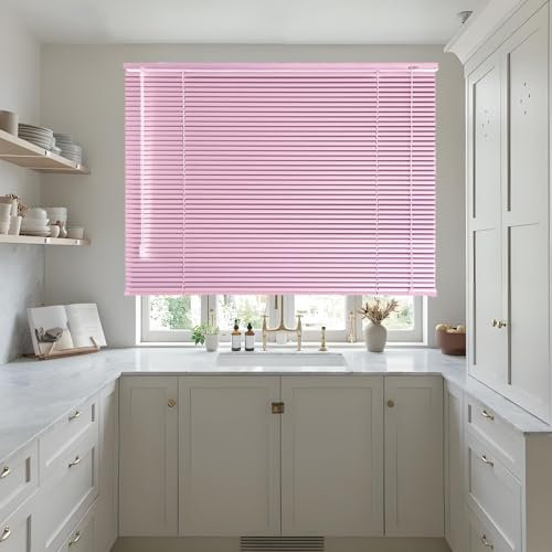 Jalousie Für Zuhause, Aluminiumjalousien, Verdunkelnde Sichtschutzjalousien, wasserdichte Horizontale MiniJalousette Für Badezimmer, Küche, Wohnzimmer(Pink)