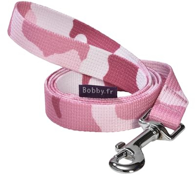 Bobby Camouflage - Guinzaglio 100 cm per Cani di Taglia XS, con Aggancio a Moschettone di Sicurezza in metallo Resistente, Colore Mimetico Rosa
