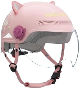 QJWMatic Modischer Halbhelm Für Kinder, Motorrad, Leicht, Roller, Offener Helm Mit Visier, Für Alle Jahreszeiten Für Jungen Und Mädchen Von 2–15 Jahren ECE-Geprüft C,S50-56CM