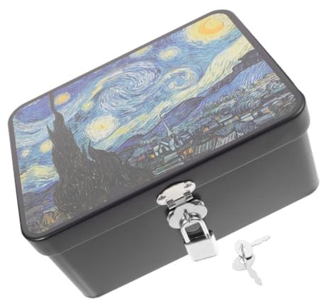 MINAOLULUS Vintage Metall Aufbewahrungsbox Mit Schloss Robuste Weißblech Kiste Mit Muster Vielseitige Schmuck Kleinteile Schatztruhe Dekorative Retro Dose Für Zuhause Und Büro