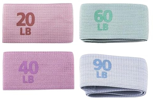 laxreheye Lot de 4 bandes de résistance élastiques de fitness pour femme - Bandes d'exercice et d'étirement pour la taille, les cuisses, les jambes, les fesses, le yoga et la gym