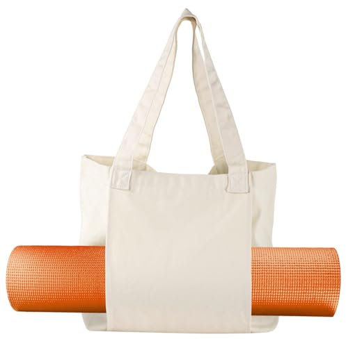 Yogaväska för kvinnor med matthållarficka, rymlig axelväska i tyg, perfekt för arbete, fitness, resor