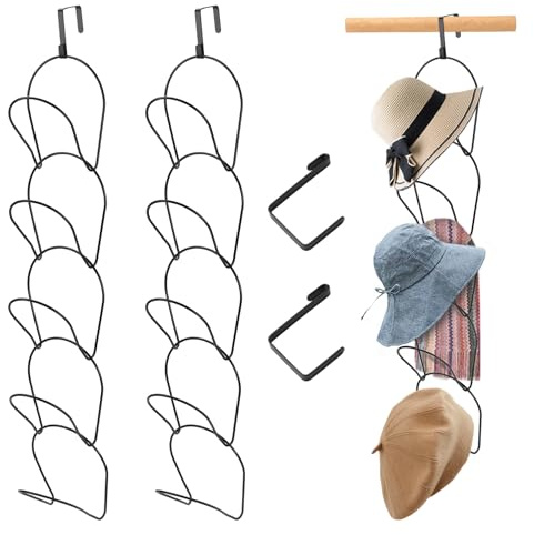 UNGFEI Paquete de 10 soportes para sombreros con ganchos para colgar, para gorras de béisbol, bufandas, toallas, solución de torage