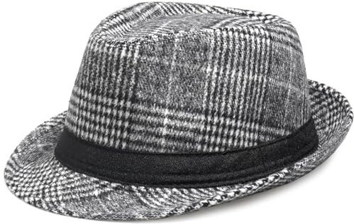 WULIQIUQIU Cappello Fedora classico per uomo donna retrò Gatsby Trilby cappello a bombetta jazz, Grigio, Taglia unica