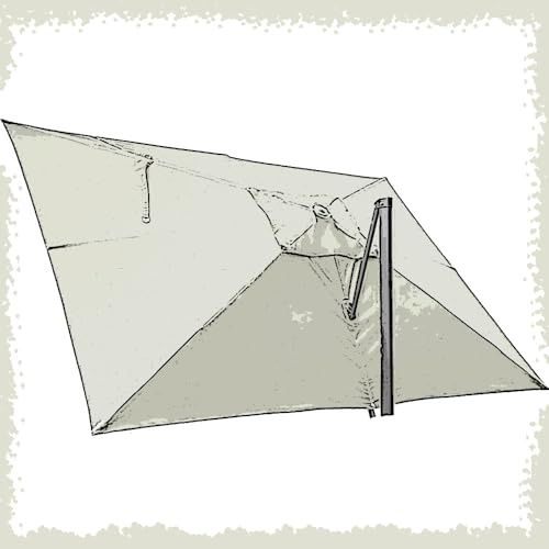 VLKLPZAHAK Copertura di Ricambio per Ombrellone 3x4m 8 Stecche Telo di Copertura per Ombrello A Sbalzo Tettoia di Ricambio per Ombrello Rettangolare Protezione UV Tessuto di Ricambio(Beige)