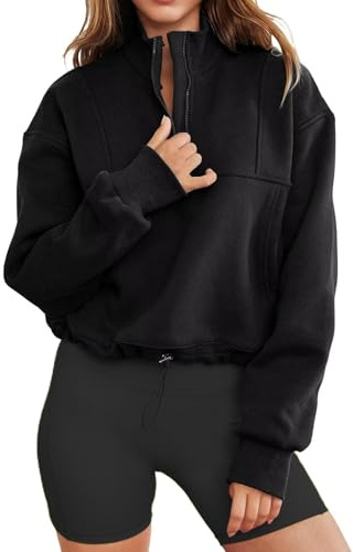 LACOZY LEEDYA Womens Long Sleeve Half Zip Sweatshirts Fall Oversized Casual Pullover Tops Fashion Outfits 2025 Y2k Winter Clothes