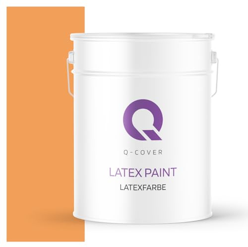 Q-COVER Latexfarbe 10L Orange – Matte Innenfarbe für Wand & Decke, Klasse 3, Hohe Deckkraft, Scheuerfest