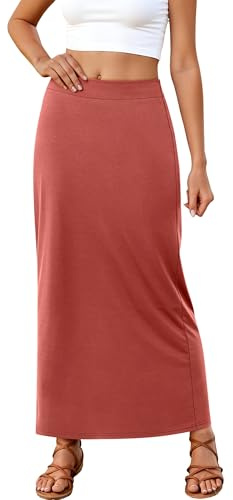 ANRABESS Maxi Skirts for Women Summer Casual Outfits Orange