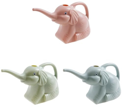 3 Stück Gießkanne Blumengießkanne 2 Liter Elefant Design Kleine Gartengießkanne aus Kunststoff Gießkessel für Innen und Außen, Haus, Garten Gartengeräte (Mehrfarbig)