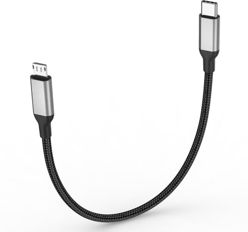 Micro USB auf USB C Kurz 0.3M, 2.4A Schnellladekabel Mikro USB zu USBC Ladekabel Nylon Datenkabel Kompatibel mit Samsung Galaxy S7 S6 S4 J7 J5 Note 5, Nokia und Micro USB Geräte