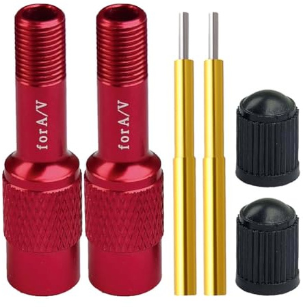 Violiica 45 mm für Fahrrad-Vordergabelventil-Adapter, Aluminiumlegierung, Düsenverlängerung für A/V, mit verstellbarem Fingerhut und Dichtungsring, 2 Stück