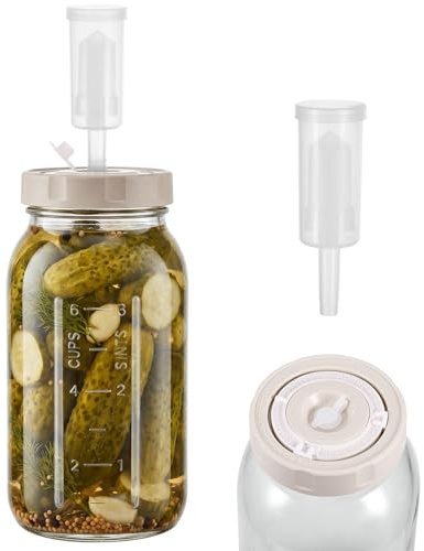 Hejo 2L Fermentation Jar with Airlock and Screw Lids, Fermentation Bucket with Adjustable Time Scale, Kimchi Container, Mead Making Kit, Fermenting Kit for Kimchi, Sauerkraut, Kombucha, Pickles