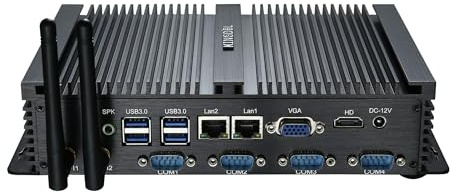KINGDEL Industrial Fanless Mini PC, Core i5-3317U, 8GB RAM 128GB SSD, 2xGigabit LAN, 4xCOM RS232, 4USB3.0+4USB2.0, HD/VGA Dual Display, 2.4G/5G WiFi, Full Metal Case for Business/Office