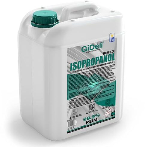 GiDeli Isopropanol teknisk 10 l – isopropylalkohol 99,9 % – rengöring av elektroniska komponenter och 3D-skrivartillbehör