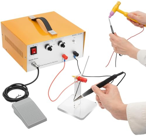 Saldatrice per gioielli, saldatrice a punti a impulsi elettrici con interruttore a pedale, 9 livelli di regolazione, kit saldatrice a punti portatile, strumento per riparazione gioielli